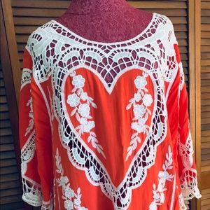Sundance Catalog Crochet and Lace Tunic Sz 2x